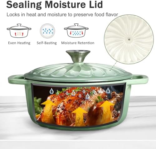 Enameled Cast Iron Dutch Oven Pot with Lid, 6 QT Large Dutch Oven - Image 5