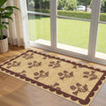 Front Door Mat Indoor Entrance - 2x4.3 Ft Burgundy Floral Washable Layered Doormat Outdoor Entrance Porch Rug Non-Slip Neutral Country Jute-Look Runner Rug for Mudroom Laundry Room Porch Decor by Othilic