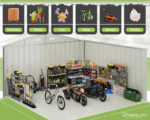 Greesum 10x10FT Outdoor Storage Shed Utility Tool Shed, Gray - Image 6