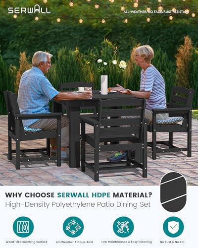 SERWALL HDPE Outdoor Square Dining Set for 4 - Image 4