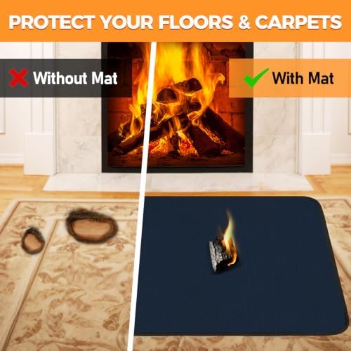 Fireproof Fireplace Rug for Home Protection, 4' x 2'8'' x 0.04'', Blue - Image 5