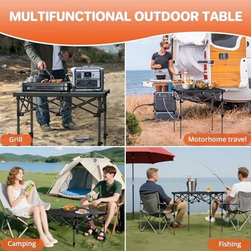 FUNYKICH Folding Camping Square Table, 2 Height Adjustable 17.3'' & 27.6'' - Image 5