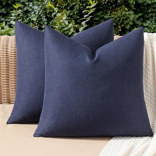 MIULEE Decorative Outdoor Pillow Covers Euro Waterproof 26x26 Navy by MIULEE