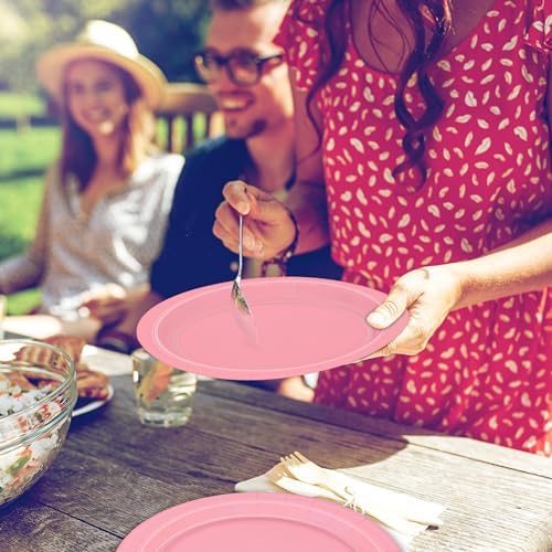 50 Count Pink Paper Plates 9 Inches Round Heavy-duty Pink Plates for Party - Image 6