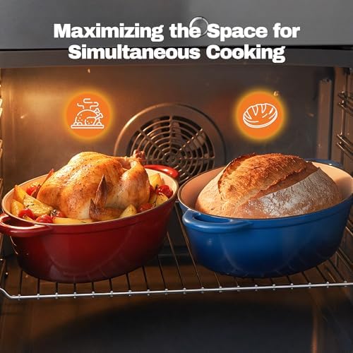 Oval Dutch Oven for Bread Baking, 4.5 Quart Non Stick Enameled Cast Iron Dutch Oven Pot with Lid, Oven Safe Oval Casserole with Lid up to 500°F for Baking, Braising, Stews, Roasting (Blue) - Image 4
