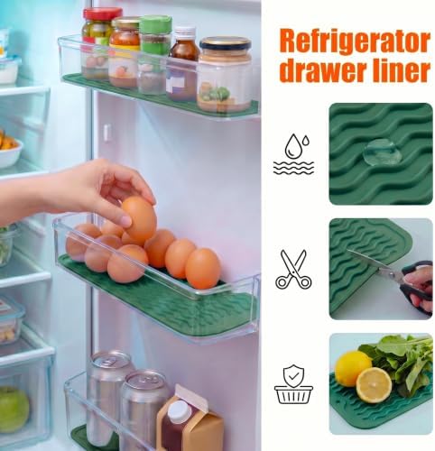 MicoYang Silicone Dish Drying Mat for Multiple Usage,Easy clean,Eco-friendly,Heat-resistant Silicone Mat for Kitchen Counter or Sink,Refrigerator or Drawer Liner Green S 12 inches x 6 inches - Image 5