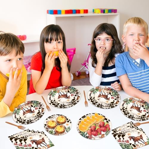 96 PCS Western Cowboy Party Paper Plates Napkins Set for 24 Guests - Image 2