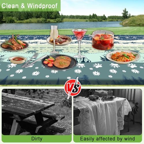 Picnic Table Cover with Bench Covers and Bag, Camping Essentials, Bohemian Waterproof Windproof Camping Tablecloth, Fitted Tablecloth Cover with Elastic Edge, for Garden & Outdoor, 3 PCS, 30x72 Inch - Image 5