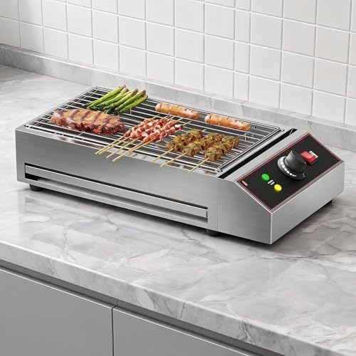 Smokeless 1800W Electric Outdoor Grill – Commercial Stainless Steel BBQ, Removable Griddle, Adjustable Temp 122°F-572°F, Countertop for Home, Restaurant, Camping, Party, Picnic by LALFPET-Loveallforpets