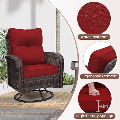wildformers Luxury Outdoor Swivel Wicker Glider Patio Chairs with Table Set - Image 6
