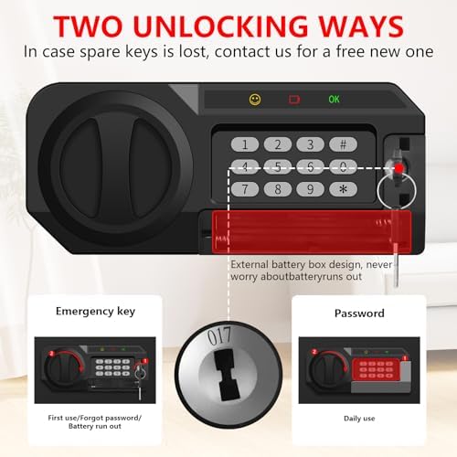 1.3 Cuft Safe Box Fireproof Waterproof, Digital Security Safes for Home Use Fire and Water Proof with Combination Lock, Alarm System and Removable Shelf, Anti-Theft Document Safes For Money, Jewelry - Image 6