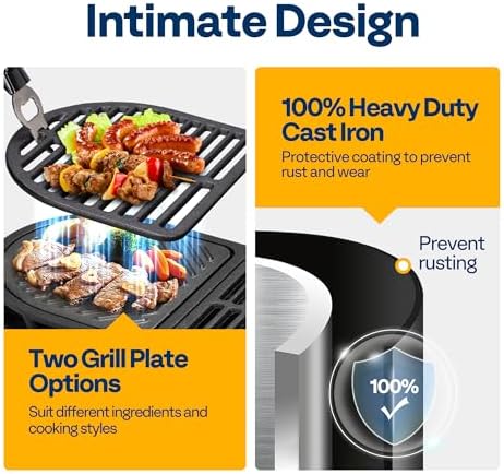 VIVOHOME Oval Cast Iron Grill with Interchangeable Grates & Griddle - Image 3