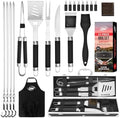 Kaluns Grilling Accessories, Dad Gifts for Fathers Day, Mothers Day Grilling Gifts, Heavy Duty Stainless Steel BBQ Tool Set for Outdoor Grill with Aluminum Case and Apron, Birthday Gifts for Men by Kaluns%C2%AE