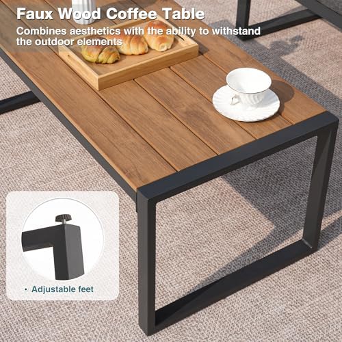 4 Pieces Metal Patio Furniture Set for Outdoor Balcony, Blue - Image 5