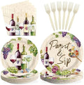 96Pcs Paint And Sip Wine Party Decorations for Adult Birthday Serves 24 by Greencian