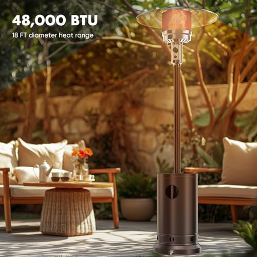 OLIXIS 48,000 BTU Patio Heater Outdoor Propane Heater with Sandbox Wheels - Image 3