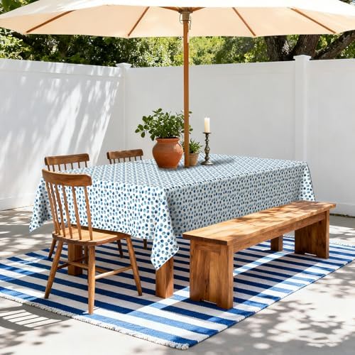 LVTXIII Rectangle Outdoor Tablecloth with Umbrella Hole and Zipper, Water-Repellent 60 x 84 Inch Patio Table Cover for Picnic, Garden, Backyard Dining, Brush Blue - Image 2
