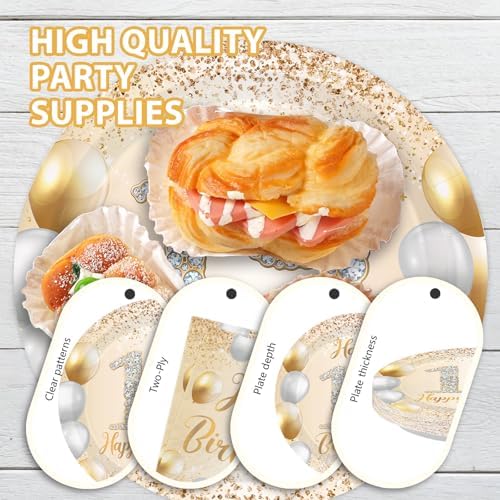 96Pcs White and Gold 19th Birthday Party Decorations,Serves 24 - Image 6
