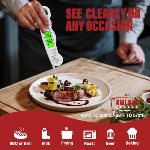 AWLKIM Meat Thermometer Digital, Instant Read Food Thermometer, White - Image 5