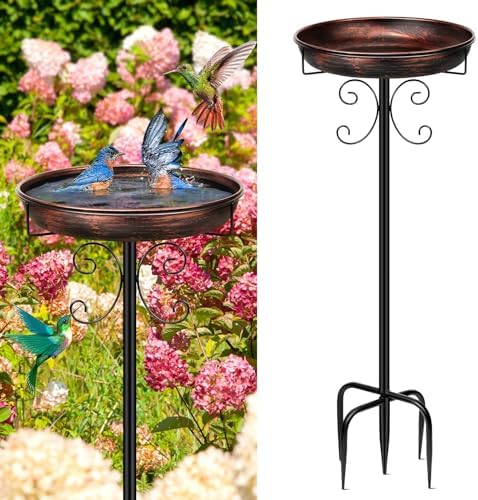 Daoeny 35In Metal Bird Bath for Outside, Vintage Freestanding Birdbaths & Birdfeeder, Bird Baths Feeder Bowl for Outdoors Garden Patio Yard Lawn Decor, Upgraded 5-Pronged Base (Antique Bronze) by Daoeny