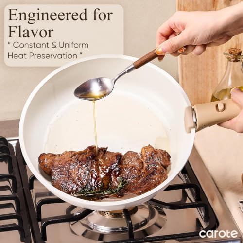 CAROTE Pots and Pans Set Non Stick, Detachable Handle Cookware, 21pcs,White - Image 7