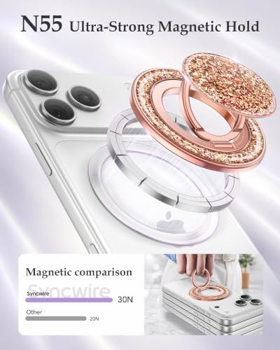 SYNCWIRE Magnetic Phone Ring Holder, for MagSafe Phone Grip Stand Kickstand - Image 2