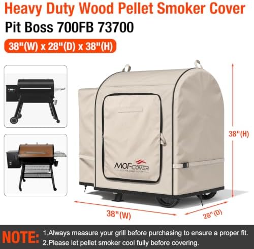 Foldable Grill Cover for Pit Boss 700FB 73700, Waterproof 600D Heavy Duty Wood Pellet Smoker Cover, Fade＆Tear Resistant Pellet Grill Cover for Lexington 500 540,Khaki - Image 5