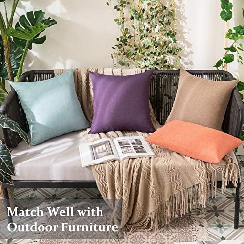 MIULEE Decorative Outdoor Pillow Covers Euro Waterproof 22x22 Teal - Image 2