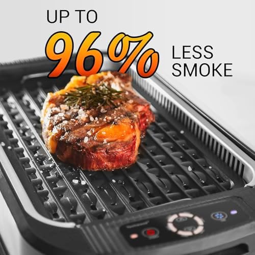 Indoor Smokeless Grill, Techwood 1500W Electric Indoor Grill with Tempered Glass Lid, Portable Non-stick BBQ Korean, Turbo Smoke Extractor Technology, Drip Tray& Double Removable Plate, Black - Image 5