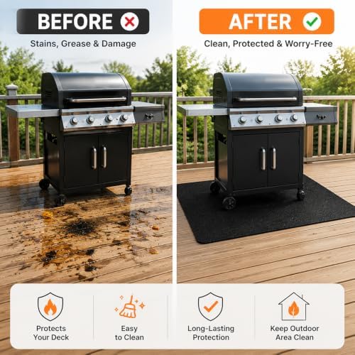 Under Grill Mat for Napoleon Prestige 500 2016-Present, Fireproof BBQ Mat for Deck Patio, Heat Resistant Protector Pad for Gas Charcoal Grill Outdoor Use - Image 5