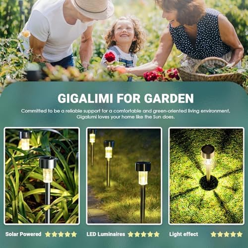 GIGALUMI 16 Pack Solar Lights Outdoor Waterproof, Stainless Steel - Image 4