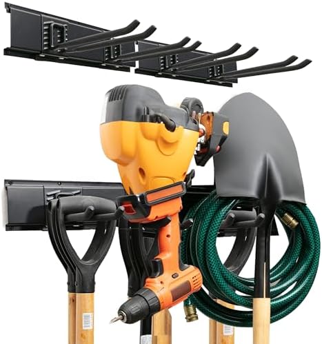 TIDYME Garage Tool Organizer Wall Mount, 32", 2 Racks 4 Hooks, 200 lbs by Tidyme