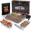 IGNAR Grill Basket Set for Outdoor Grill - Rolling Basket, Fish Basket & Draining Tray with 2 Removable Handles - Stainless Steel BBQ Grilling Accessories for Veggies, Shrimp & Meat by Unknown