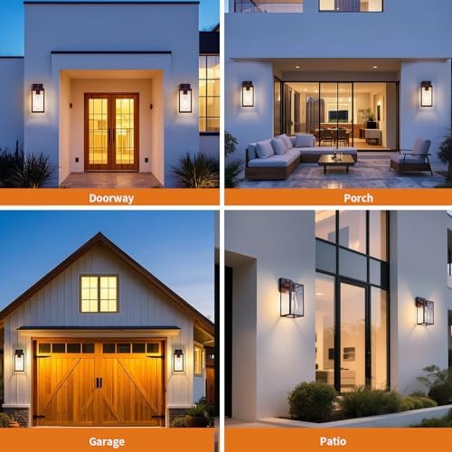 13'' Oil Rubbed Bronze Dusk to Dawn Outdoor Light Fixtures Wall Mount, Large Front Porch Lights, Sensor Exterior Wall Sconce, Waterproof Lantern Lamp,Outside Coach Light for House,Garage,Yard - Image 7