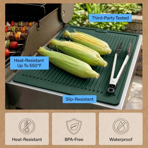GORILLA GRIP Silicone Grill Mat, Heat Resistant Up to 550F, 13x11, Green - Image 5