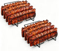 Rib Rack for Smoking –Rib Racks for Grilling and Smoking for 4 Full Racks of Ribs– Fits 18" Smoker, Weber, Kamado, Traeger – BBQ Grill Accessories for Men & Meat Lovers（11", Black, 2 Pack） by Unknown