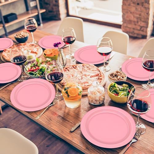 50 Count Pink Paper Plates 9 Inches Round Heavy-duty Pink Plates for Party - Image 4