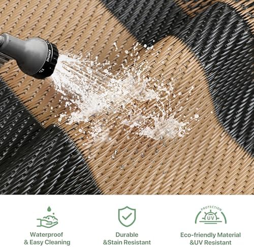 GENIMO Outdoor Rug, Waterproof Plastic Rugs for Patio, 6'x9' Mocha Brown - Image 6