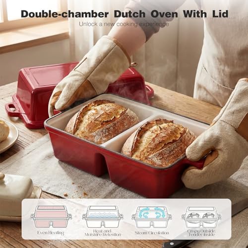 Double Dutch Oven for Sourdough Bread Baking, Enameled Cast Iron Dutch Oven - Image 5