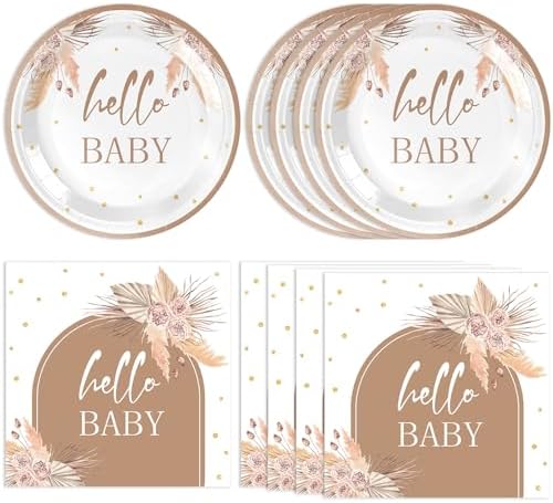 40 PCS Boho Baby Shower Decorations Bohemian Disposable Hey Baby Set by Actoridae