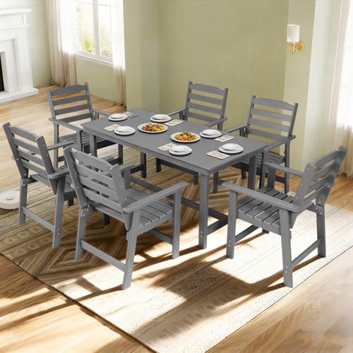 FUNBERRY Outdoor Dining Set, HDPE 7 Piece Dining Table Set with Chairs - Image 2