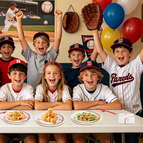 100 Pcs Disposable Baseball Party Tableware Set for 25 Guests - Image 4