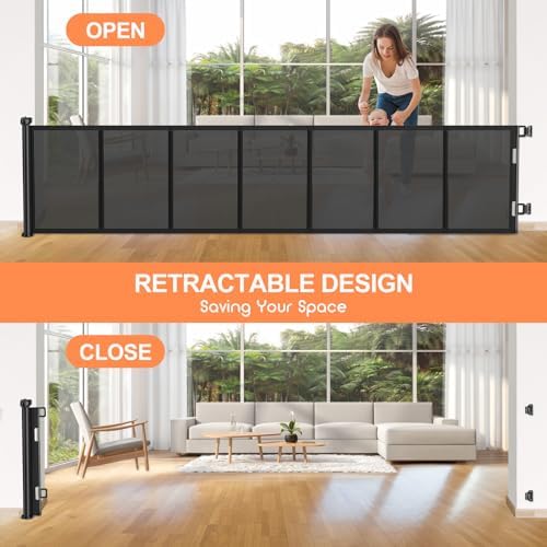 EZIGO 100 Inch Retractable Baby Gates Extra Wide Reinforced Baby Dog Gate - Image 6