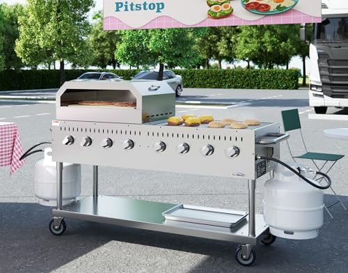 60 in. 8-Burner Commercial Outdoor Propane Gas Grill with 30 in. Pizza Oven in Stainless-Steel, ETL Listed (CGKIT6-P30) - Image 5