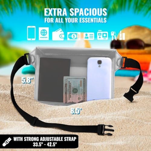 AiRunTech Waterproof Pouch with Waist Strap (2 Pack) | Beach Accessories Best Way to Keep Your Phone and Valuables Safe and Dry | Perfect for Boating Swimming Snorkeling Kayaking Beach Pool Water Park - Image 3