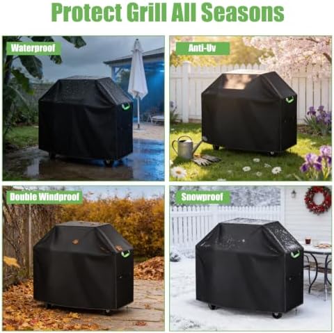 58 Inch 600D Heavy‑Duty Grill Cover for Weber Genesis II & Genesis 300 Series, Waterproof, Anti‑UV, Rip‑Proof, Fade Resistant Gas Grill Cover with Adjustable Buckle Straps - Image 5