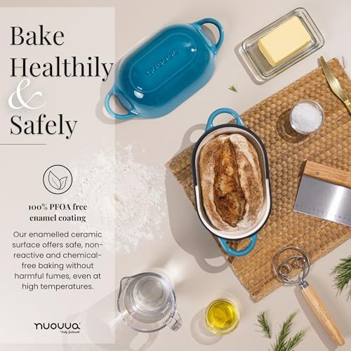 Dutch Oven For Sourdough Bread Baking – Enamelled Cast Iron Bread Loaf Pot – Oven Safe Non Stick Bread Pot – Rectangular,Light Blue, 24cm x 16cm – by Nuovva - Image 6
