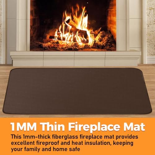Fireproof Fireplace Rug for Home Protection, 3' x 2' x 0.04'', Brown - Image 3