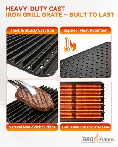 Cast Iron Grill Sear Grate for BAC772, 18.25" x 11.5" Reversible Grill Grate Accessory for Traeger, Weber, Charbroil, Pit Boss and Most Pellet, Gas & Charcoal Grills, Non-Stick Perfect Sear Marks - Image 6