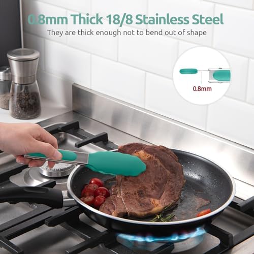 U-Taste Kitchen Tong for Cooking, 600ºF Heat-Resistant Silicon, 7"/Aqua Sky - Image 5